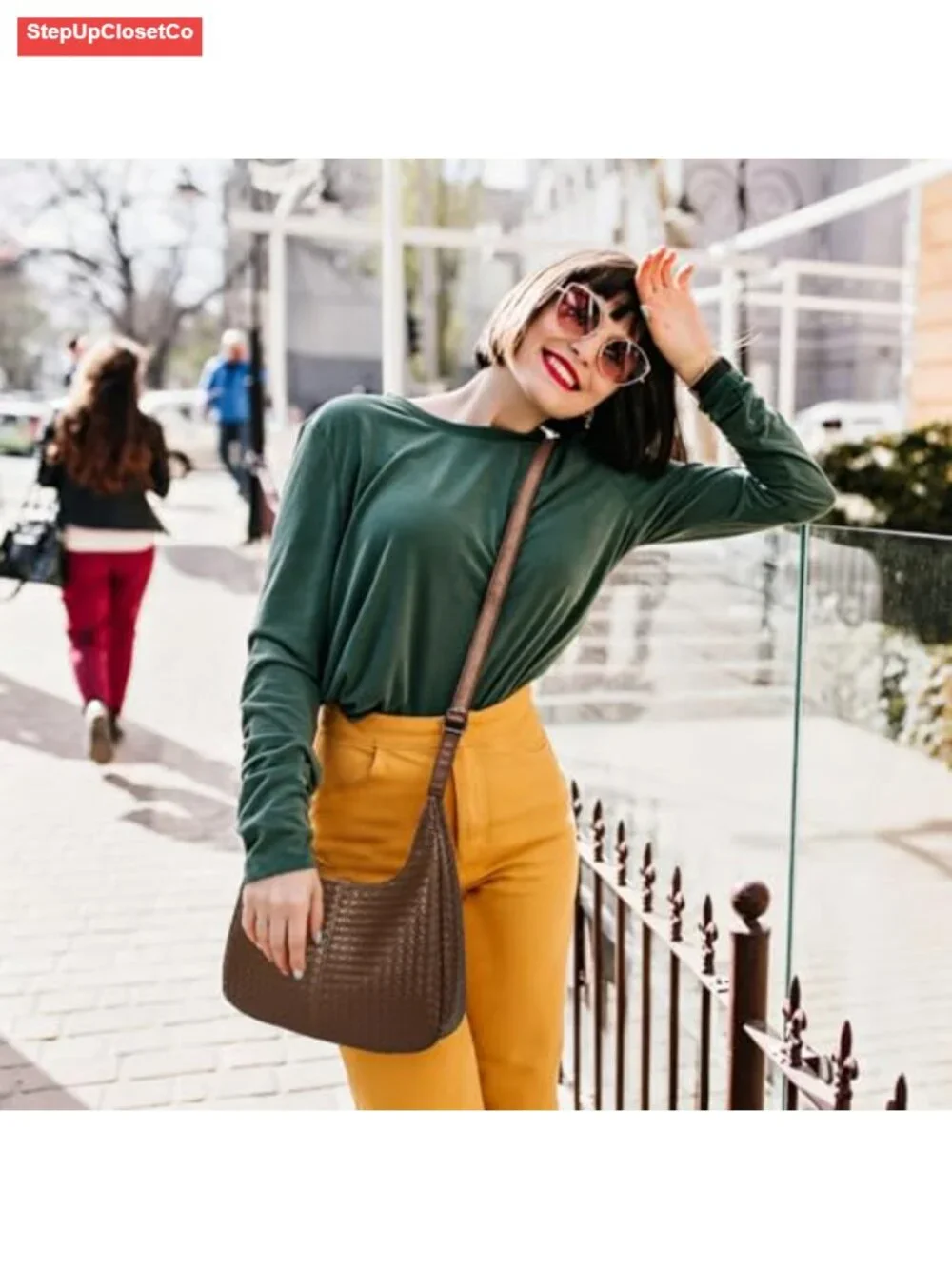 Woven Hobo Bag for Women Faux Leather Crossbody Shoulder Tote Handbag